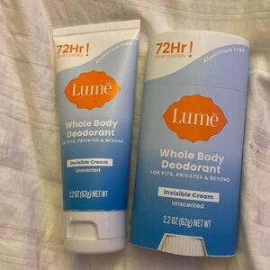 LUME, whole body, deodorant, bundle, invisible cream, and unscented 2.2/2.2.OZ